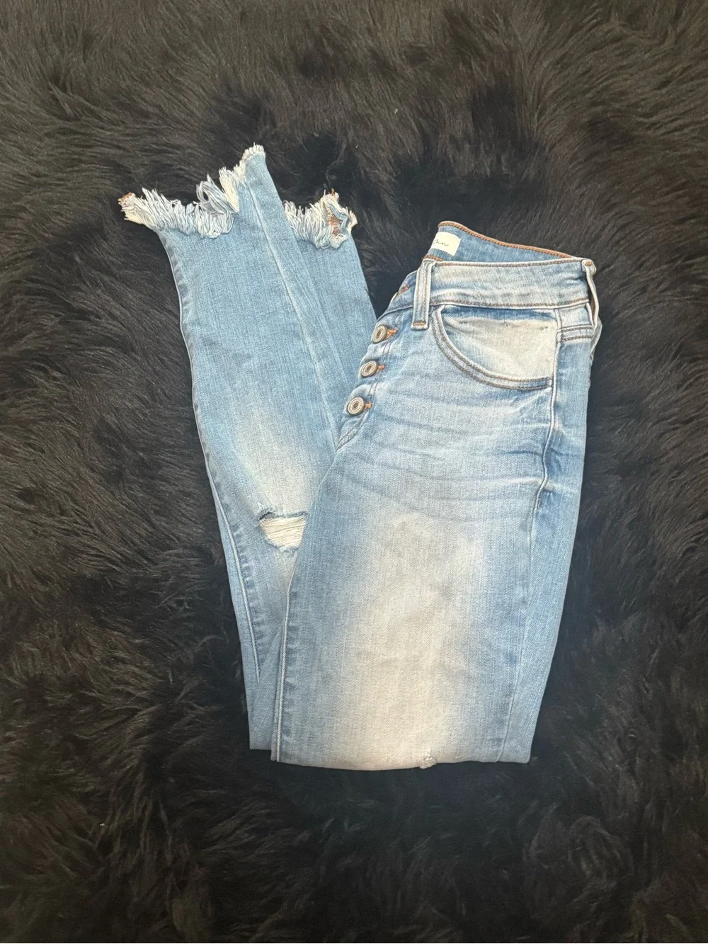 KanCan Women's Light Blue Button-Fly Jeans
